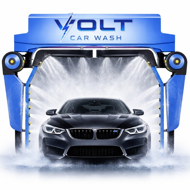 automatic car wash machine with water spray